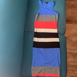 Blue, red, grey and black multi color size small fitted express dress